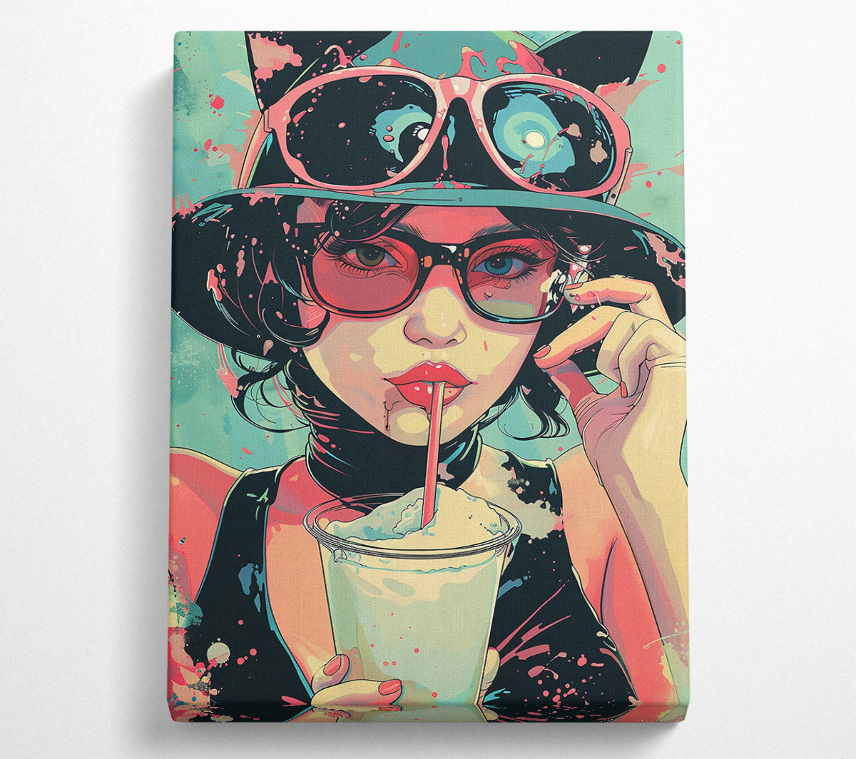 Pink Shades & Milkshake Canvas Wall Art