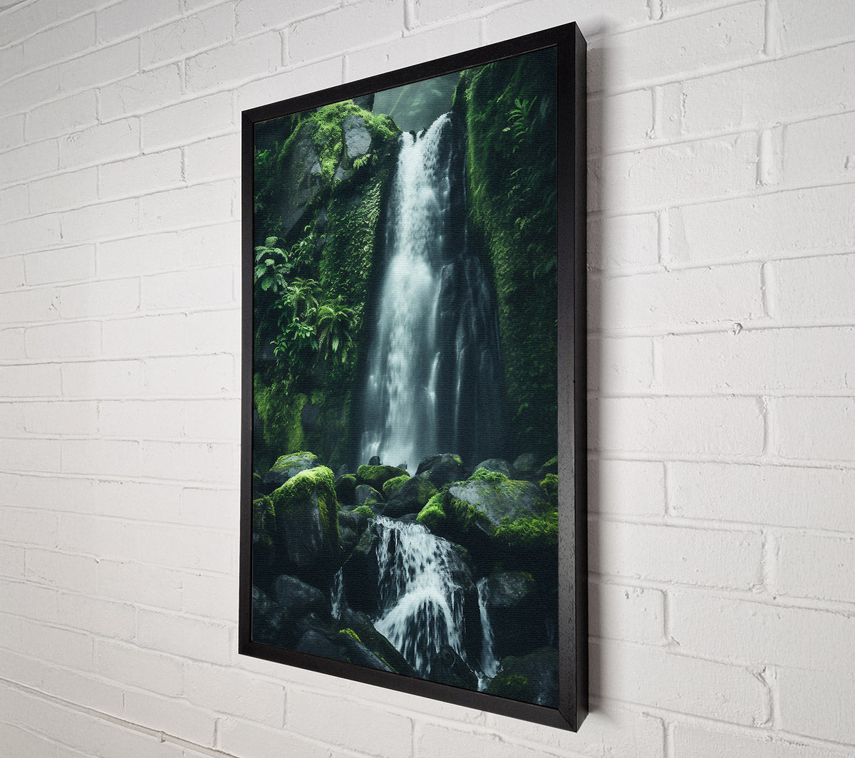 Waterfall Moss Rocks Canvas Wall Art