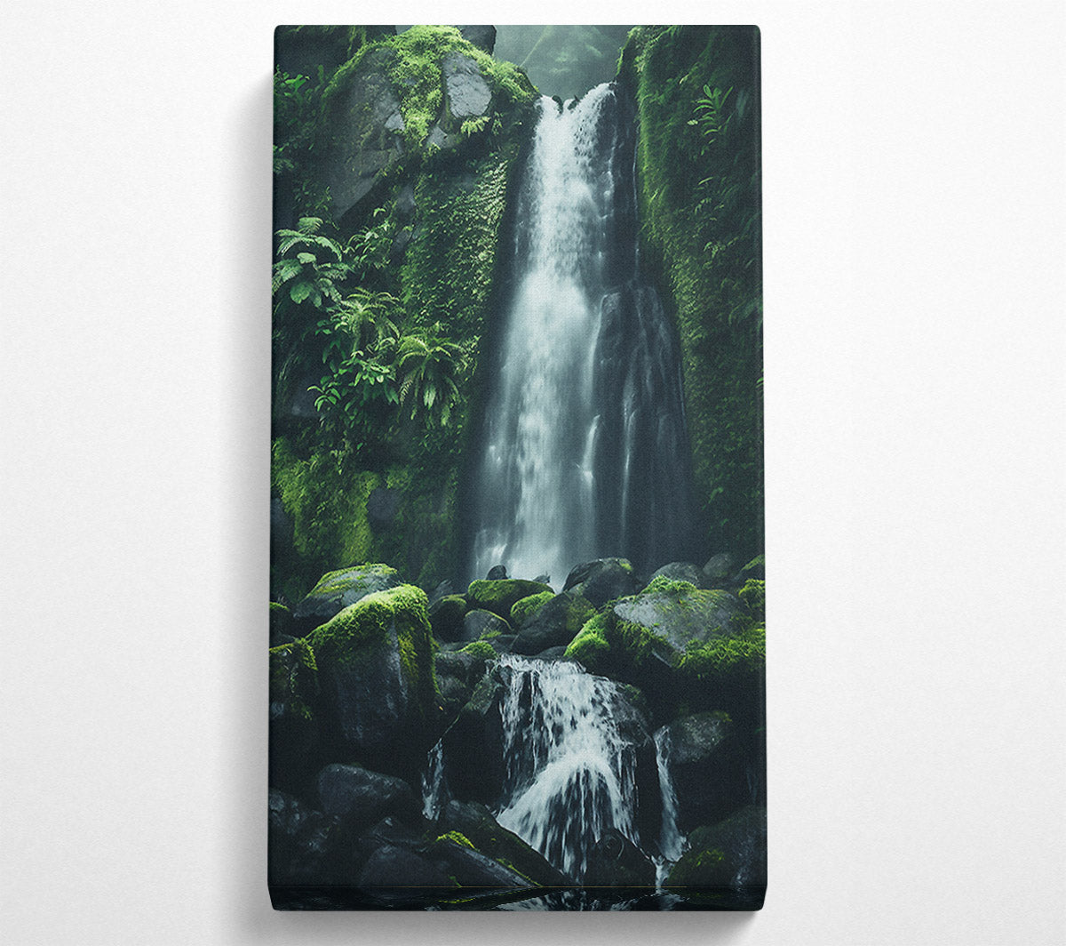 Waterfall Moss Rocks Canvas Wall Art