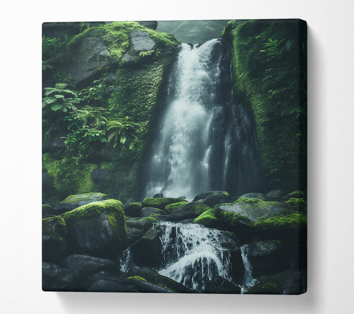 Waterfall Moss Rocks Canvas Wall Art