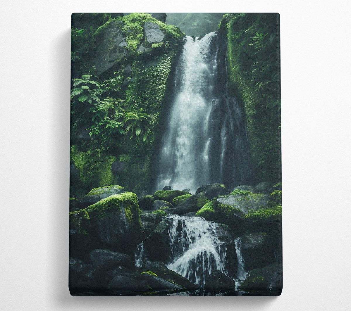 Waterfall Moss Rocks Canvas Wall Art