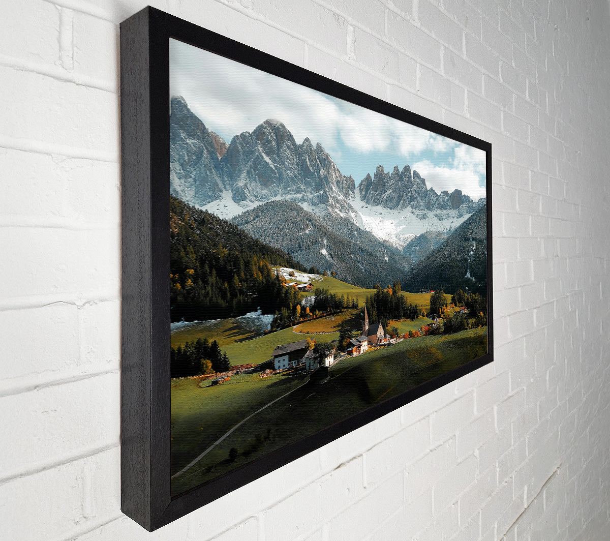 White Peaks, Green Valley Canvas Wall Art
