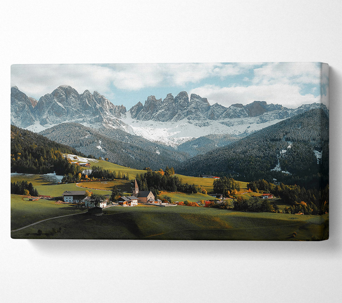 White Peaks, Green Valley Canvas Wall Art