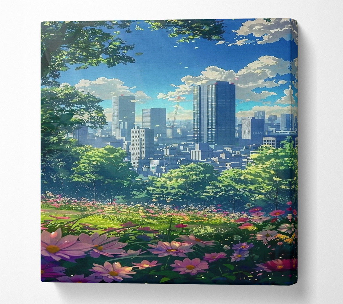 Pink City Bloom Canvas Wall Art