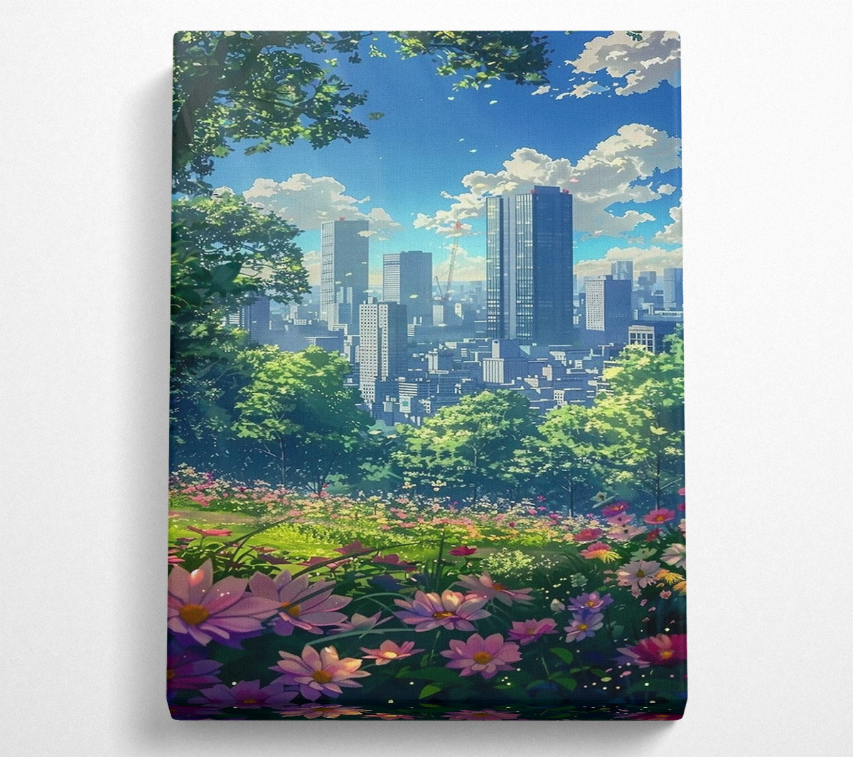 Pink City Bloom Canvas Wall Art