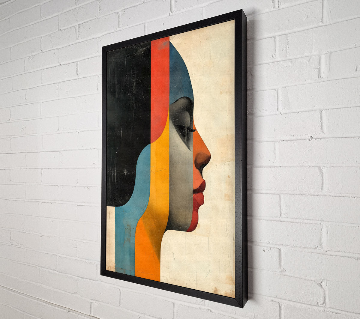 Woman Face Abstract Colour Shapes Canvas Wall Art