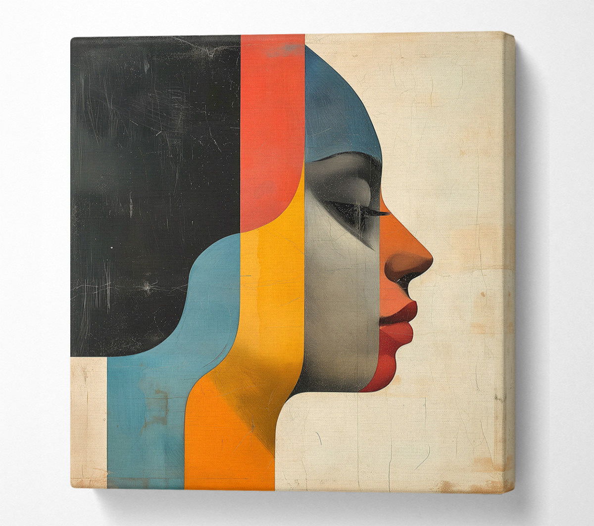 Woman Face Abstract Colour Shapes Canvas Wall Art