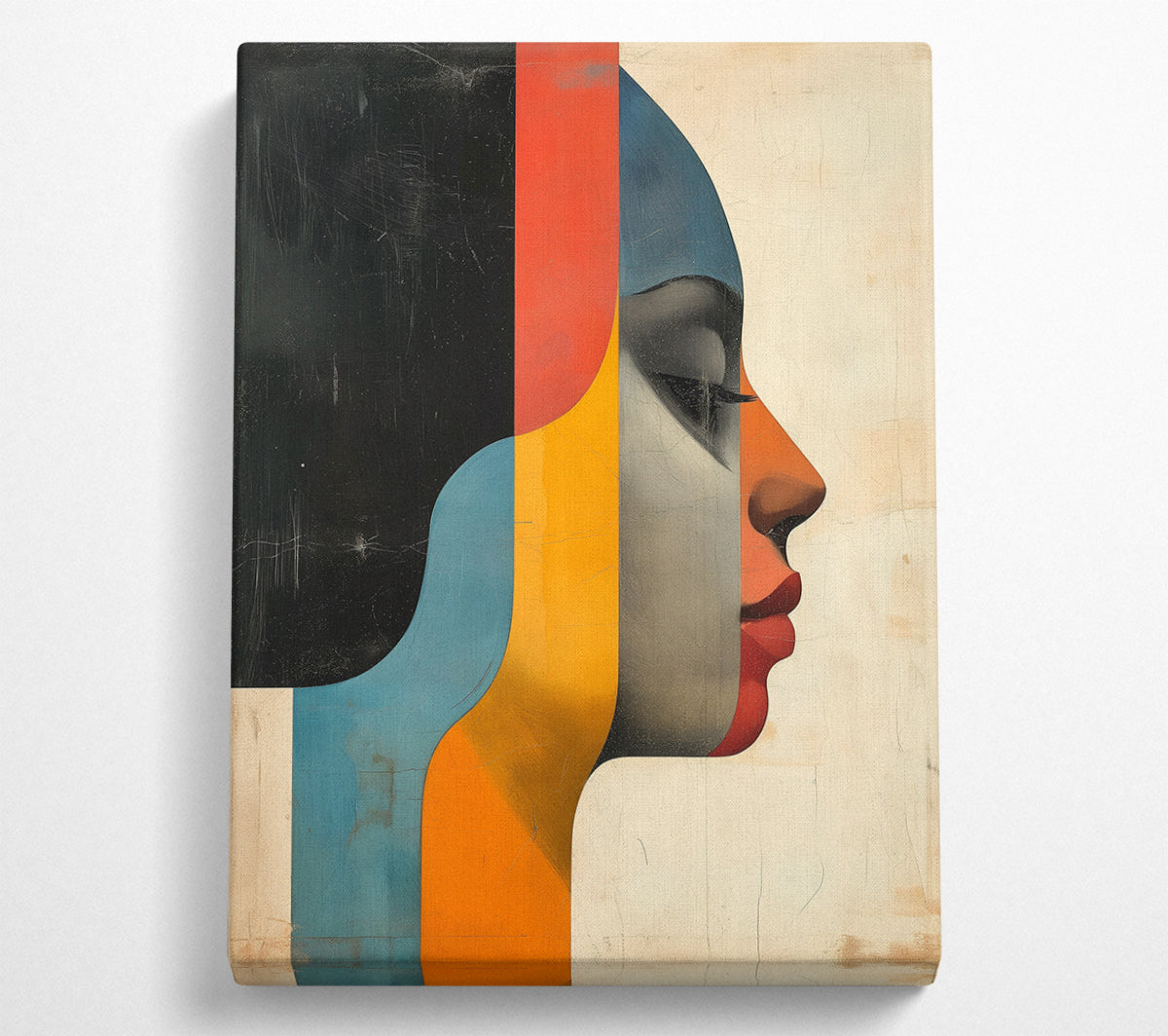 Woman Face Abstract Colour Shapes Canvas Wall Art