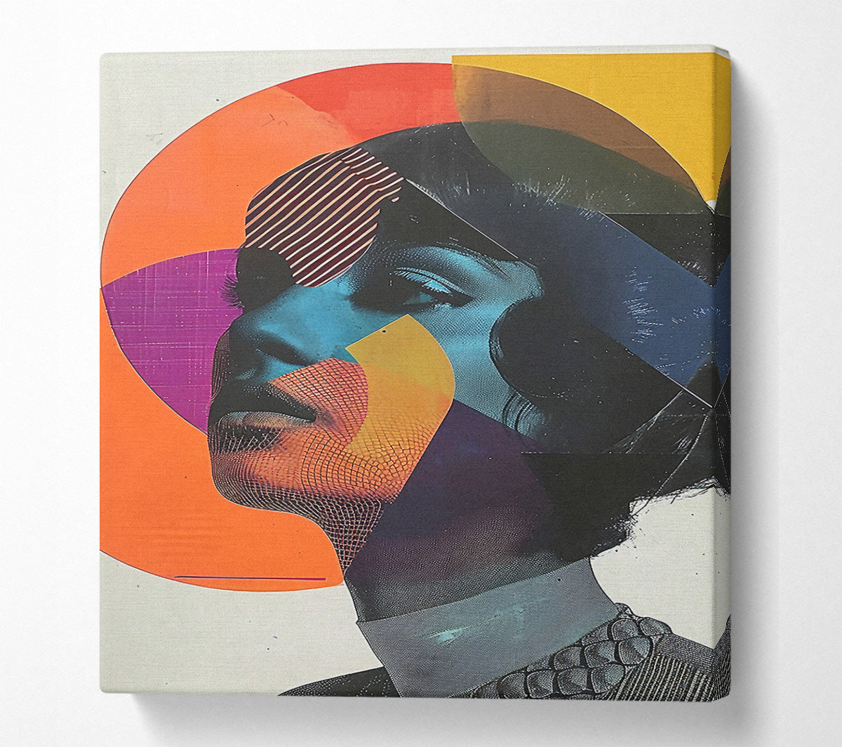 Woman Head Circles Canvas Wall Art