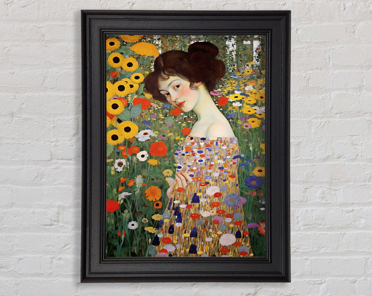 Woman Klimt Style Garden Framed Print