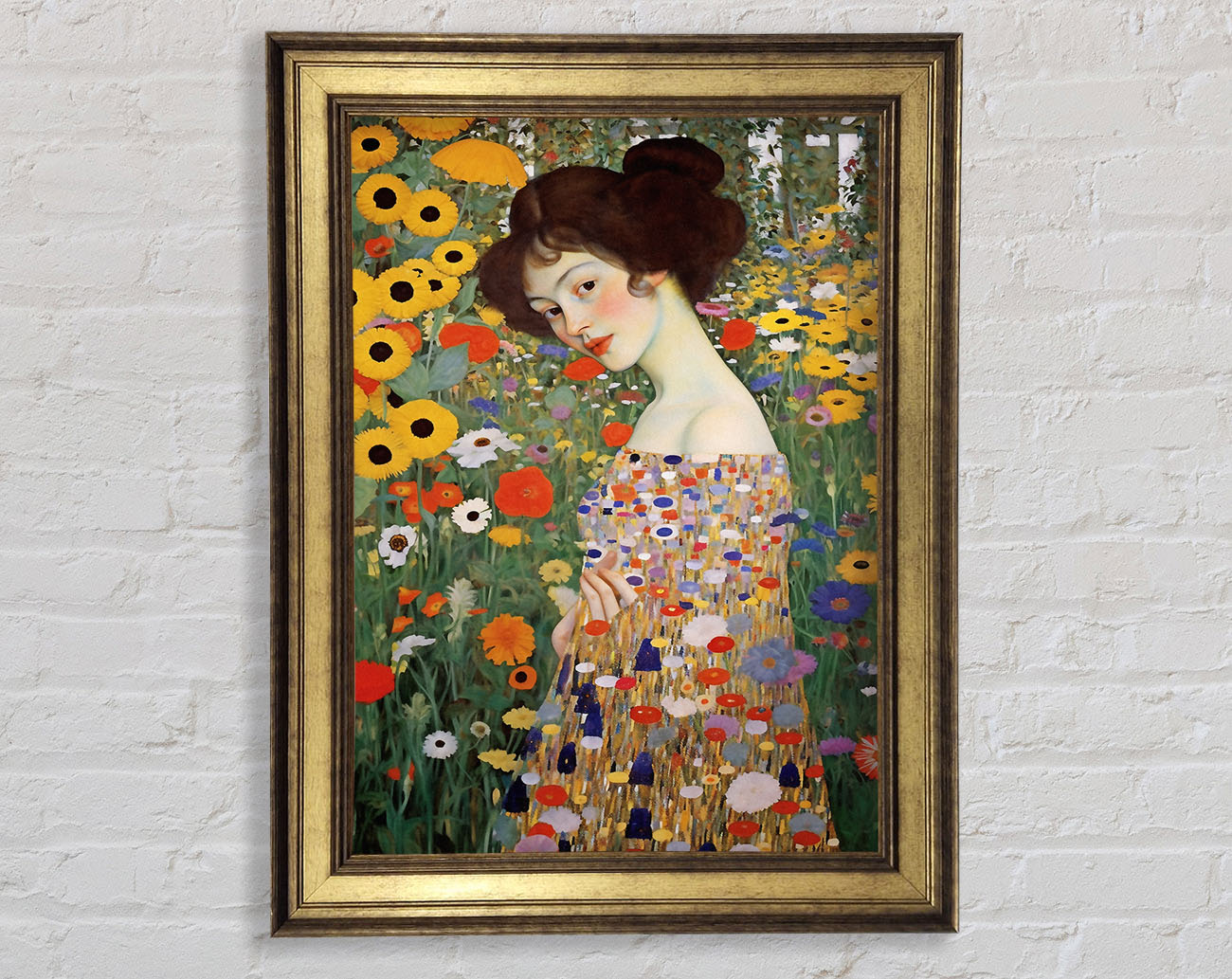 Woman Klimt Style Garden Framed Print