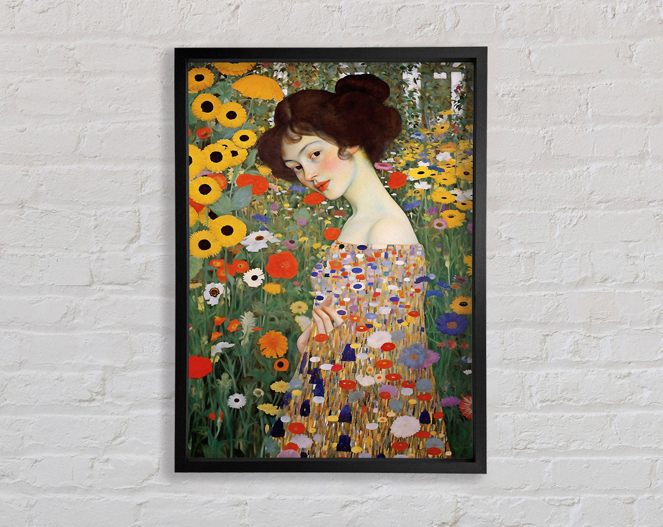 Woman Klimt Style Garden Framed Print
