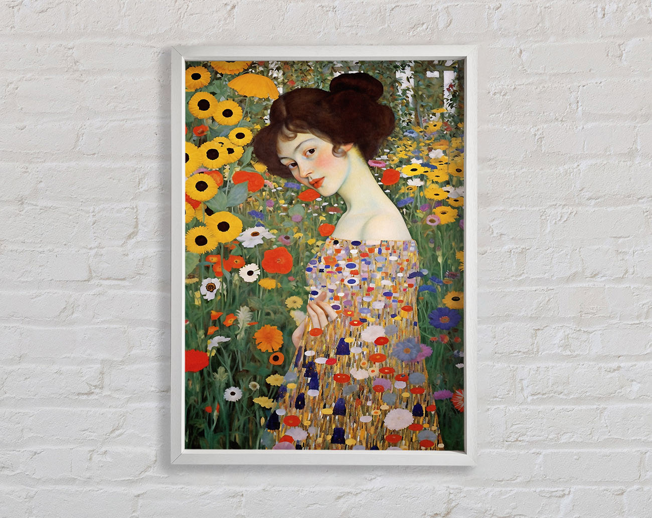 Woman Klimt Style Garden Framed Print