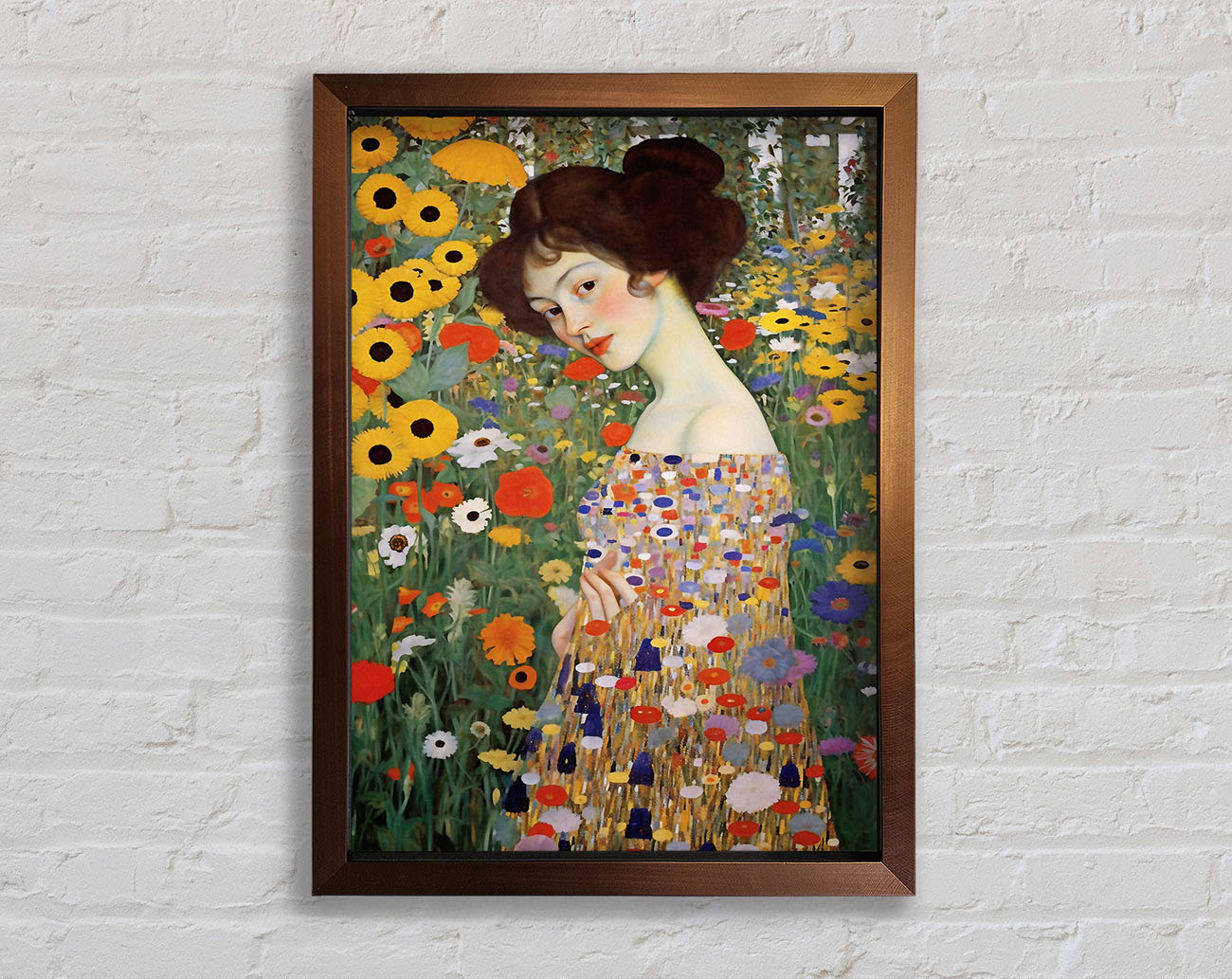 Woman Klimt Style Garden Framed Print