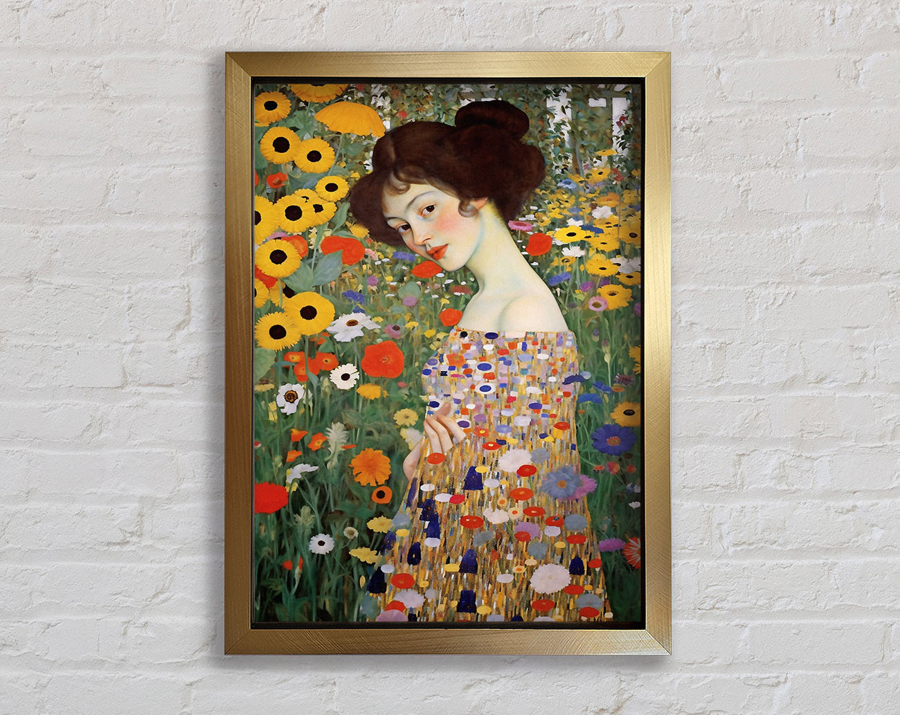 Woman Klimt Style Garden Framed Print