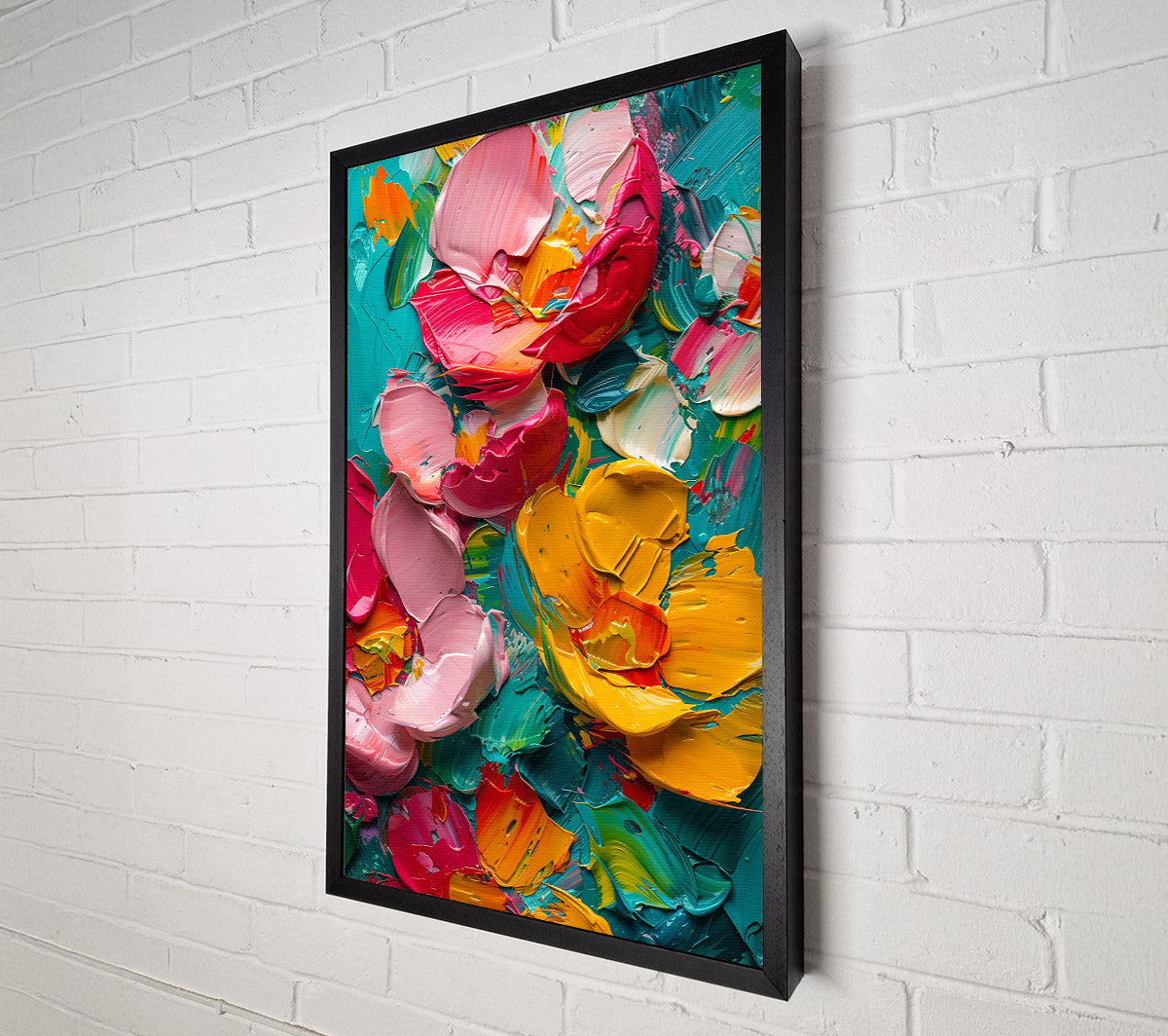 Teal Abstract Flowers Canvas Wall Art