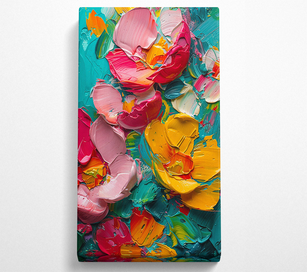 Teal Abstract Flowers Canvas Wall Art