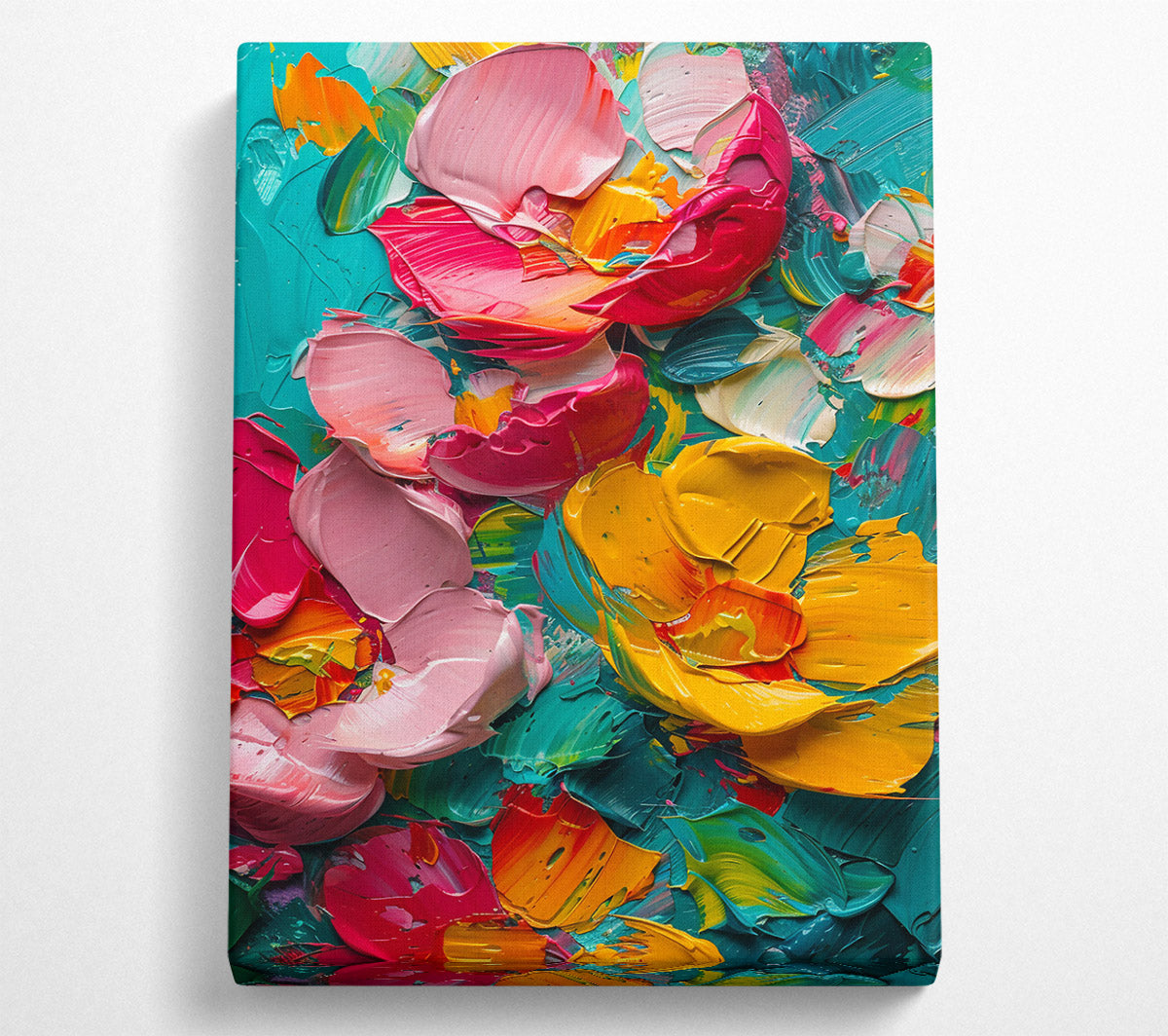 Teal Abstract Flowers Canvas Wall Art