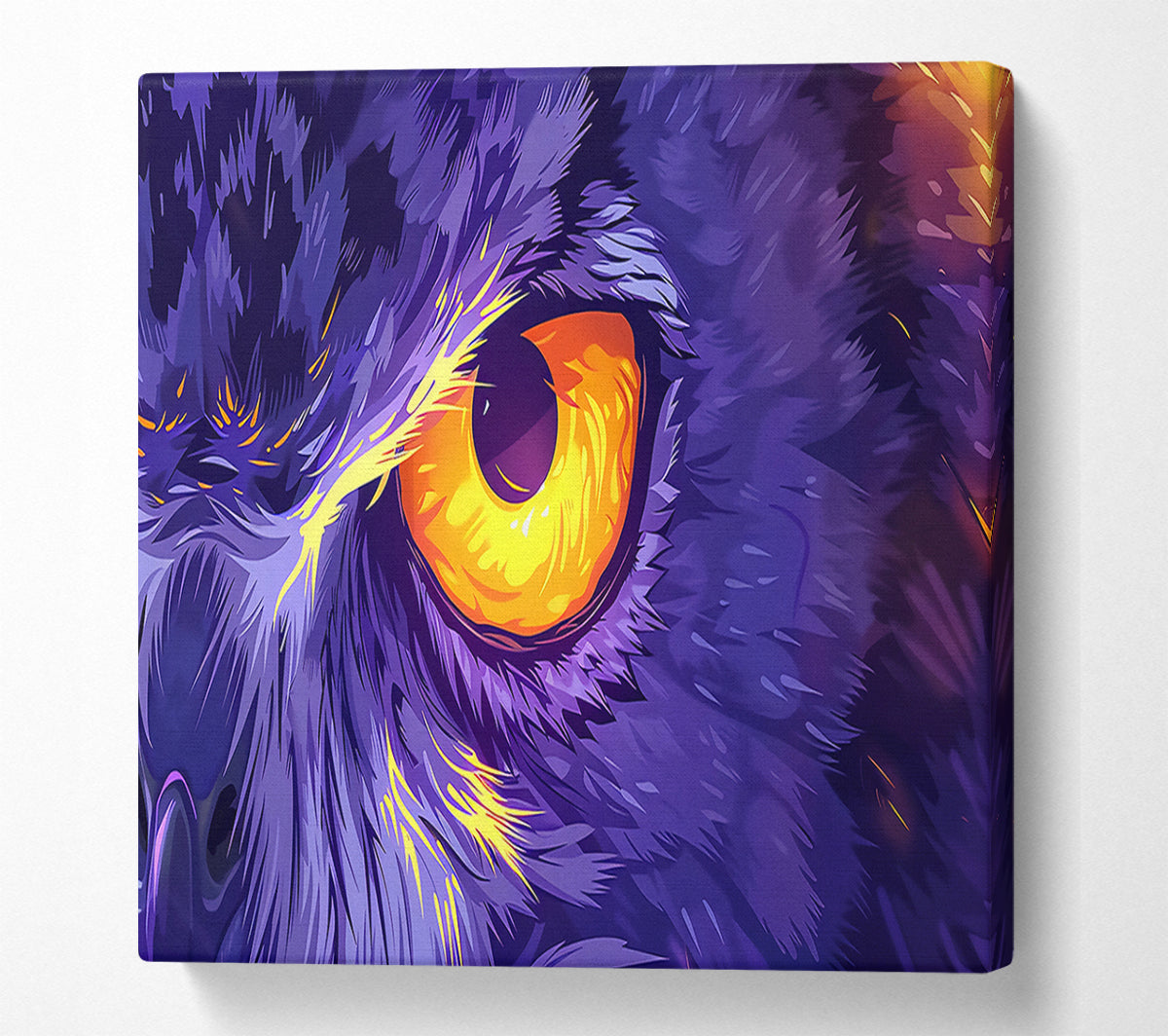 Purple Owl Gaze Canvas Wall Art