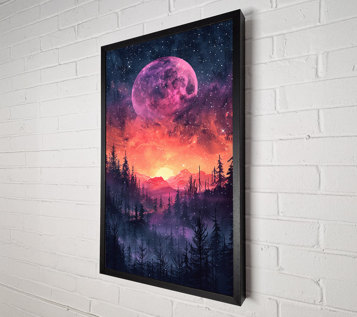 Pink Moon Forest Canvas Wall Art