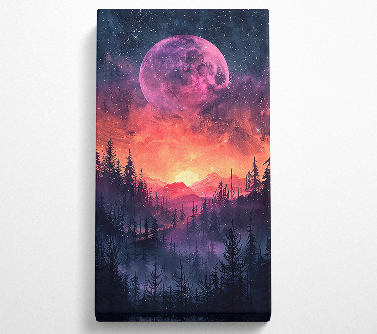 Pink Moon Forest Canvas Wall Art