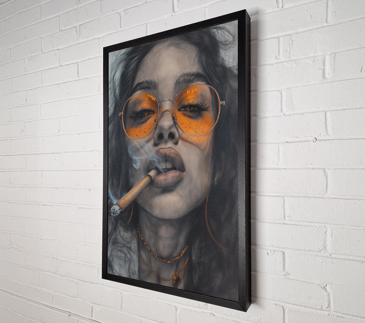 Young Woman Cigar Canvas Wall Art