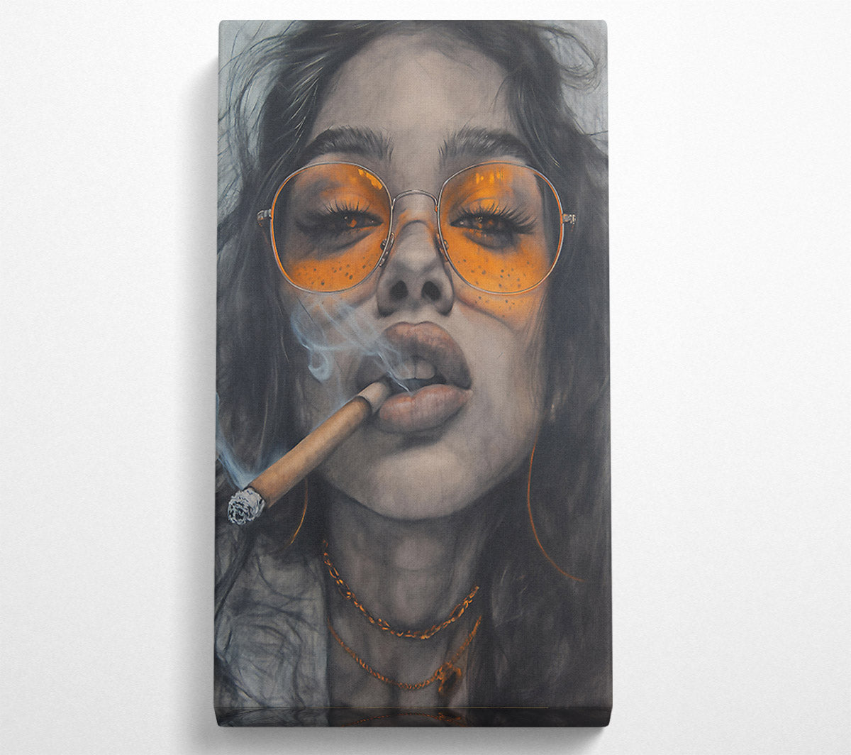 Young Woman Cigar Canvas Wall Art