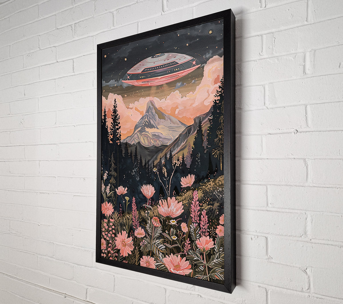 Pink Skies Over Mountains Canvas Wall Art