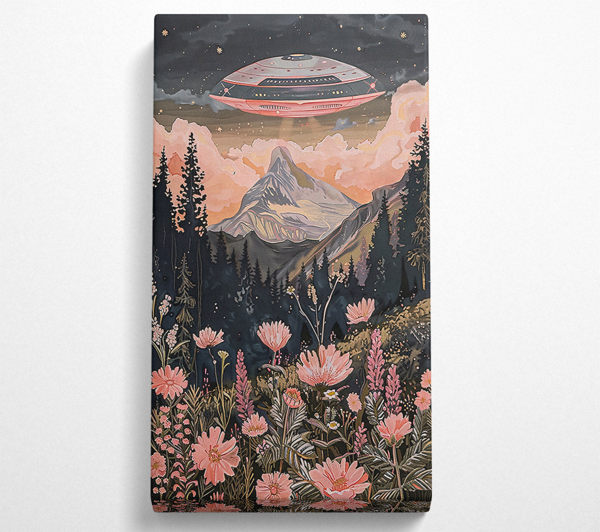 Pink Skies Over Mountains Canvas Wall Art