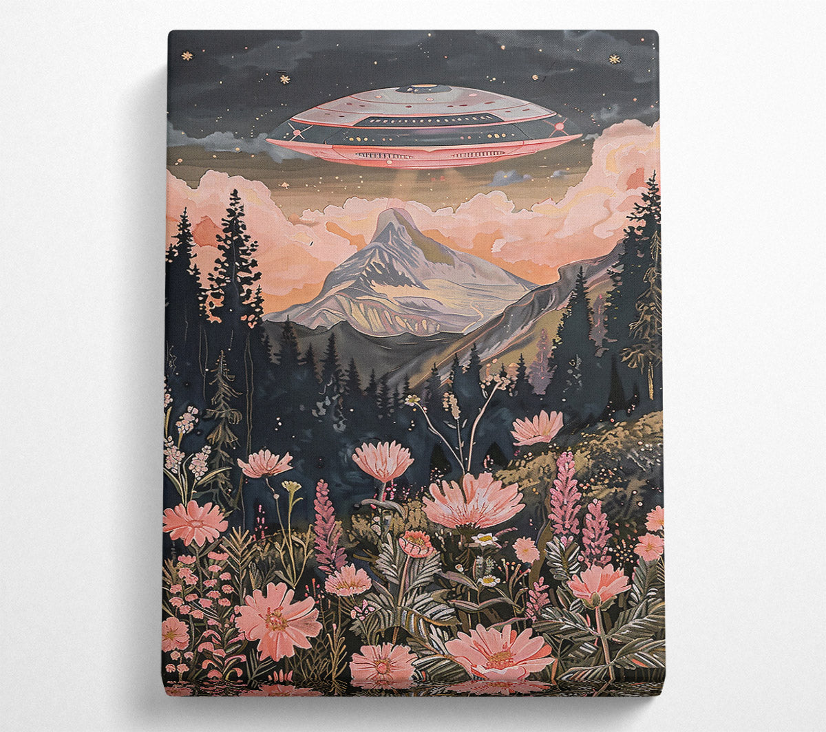 Pink Skies Over Mountains Canvas Wall Art