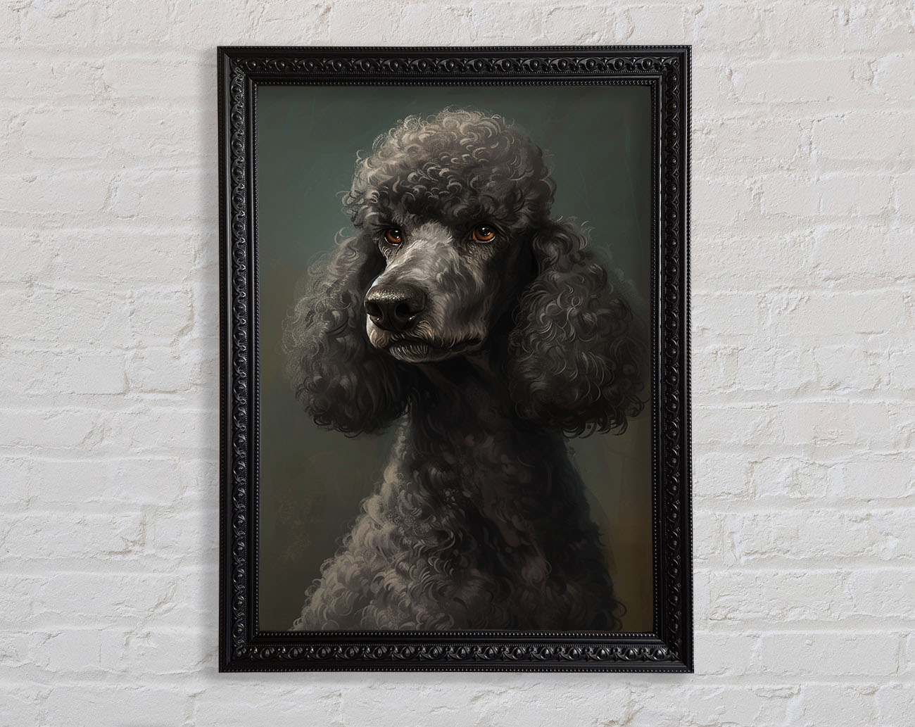 A Poodle Looking Framed Print