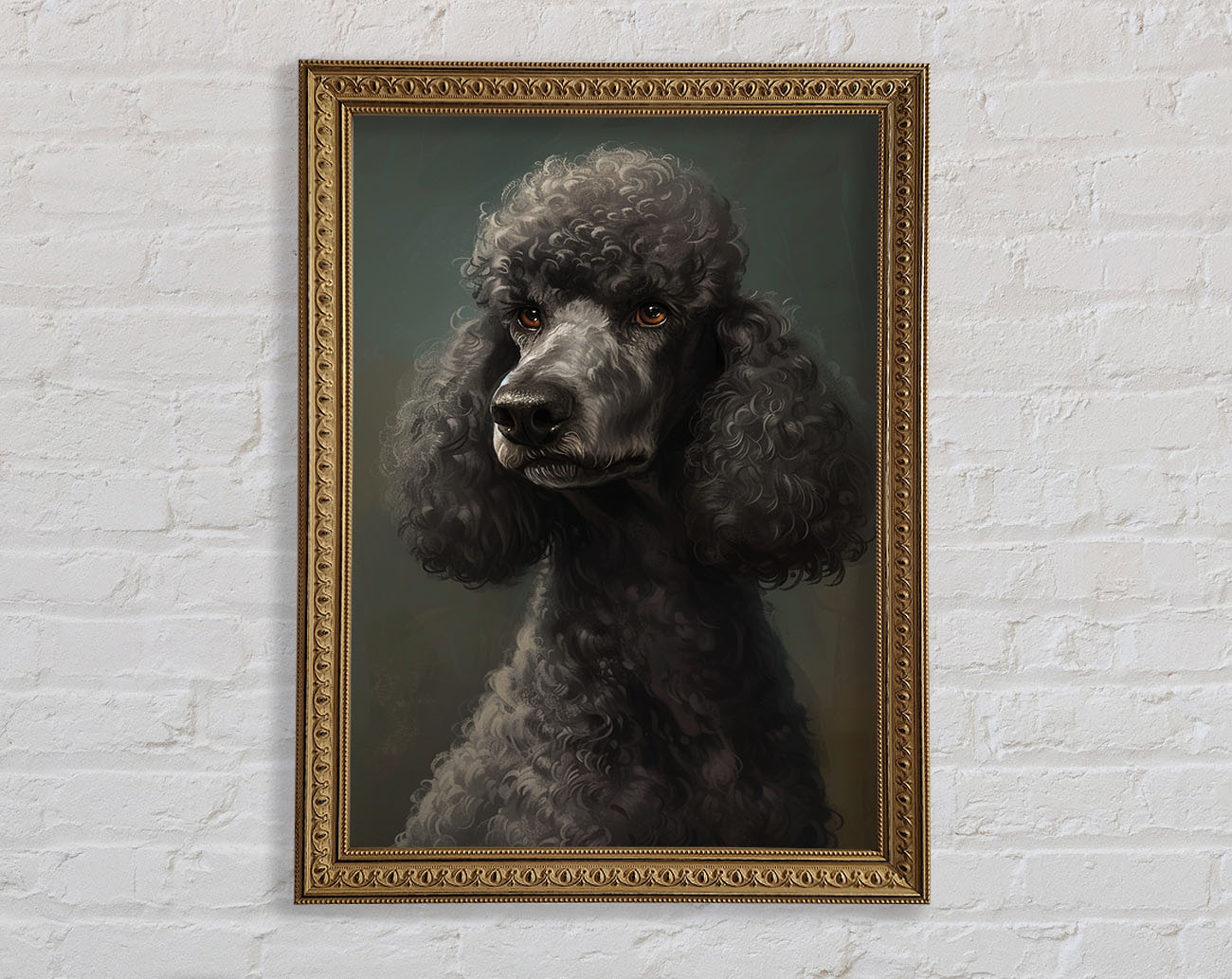 A Poodle Looking Framed Print