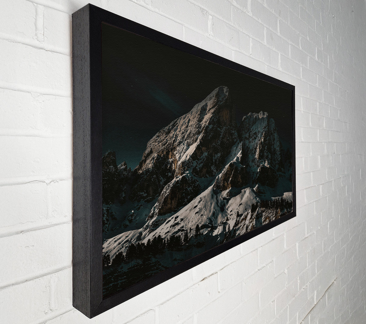 White Peaks At Night Canvas Wall Art