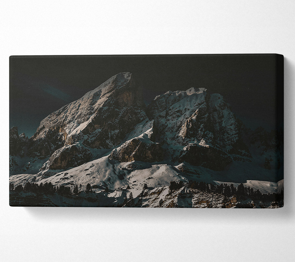 White Peaks At Night Canvas Wall Art