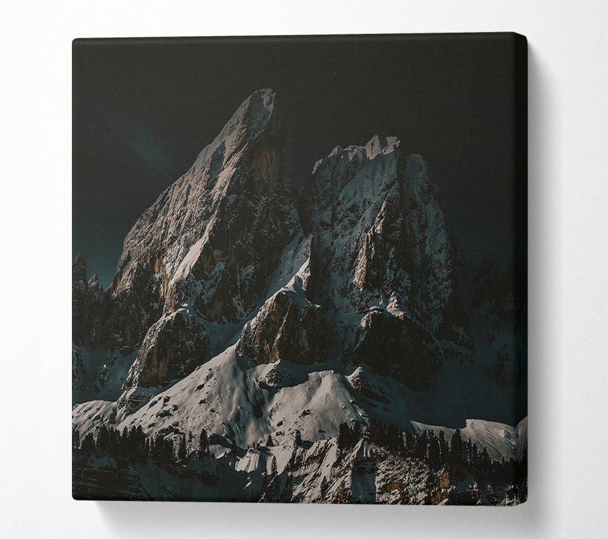 White Peaks At Night Canvas Wall Art