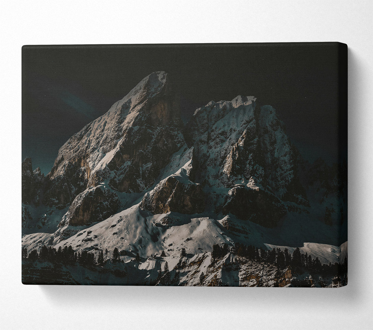 White Peaks At Night Canvas Wall Art