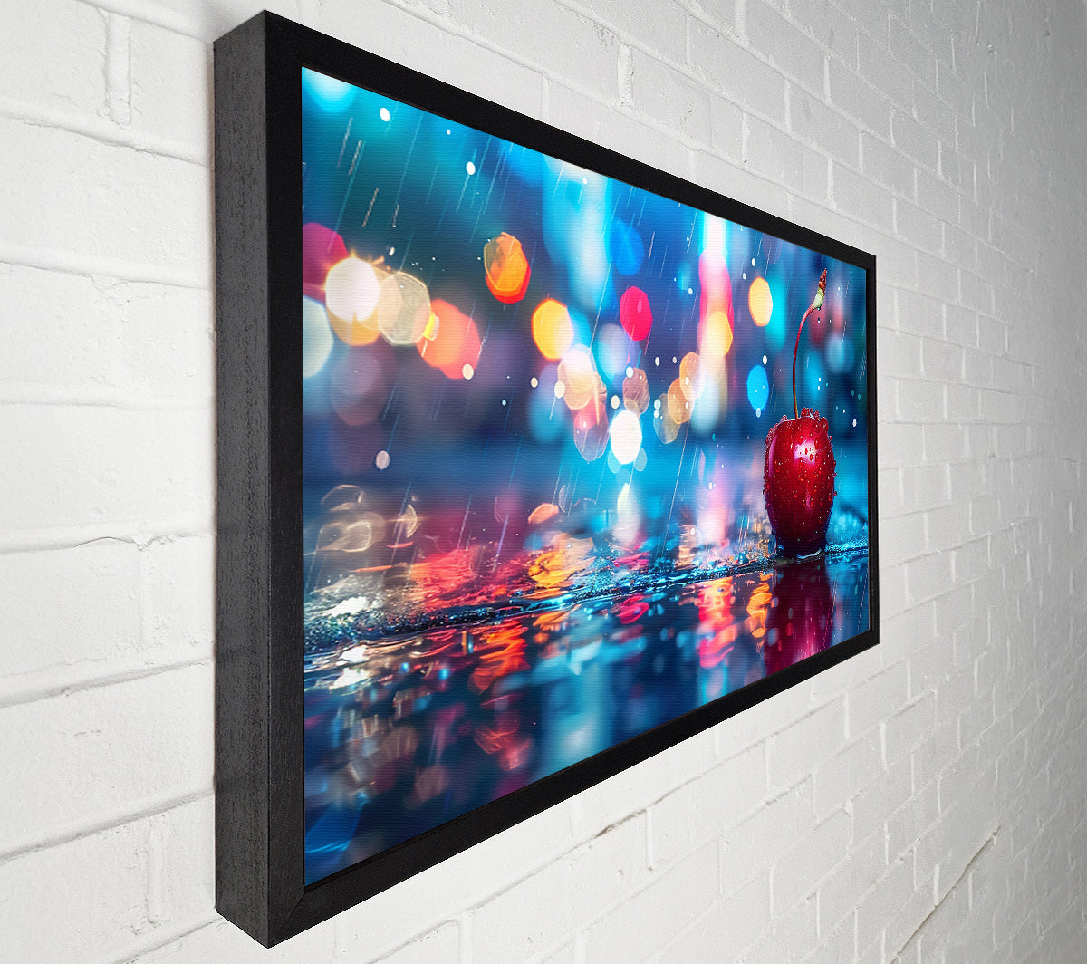 Red Cherry City Lights Canvas Wall Art