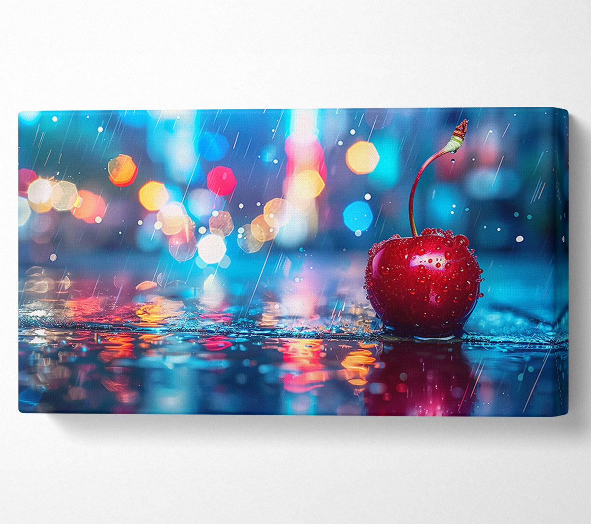 Red Cherry City Lights Canvas Wall Art