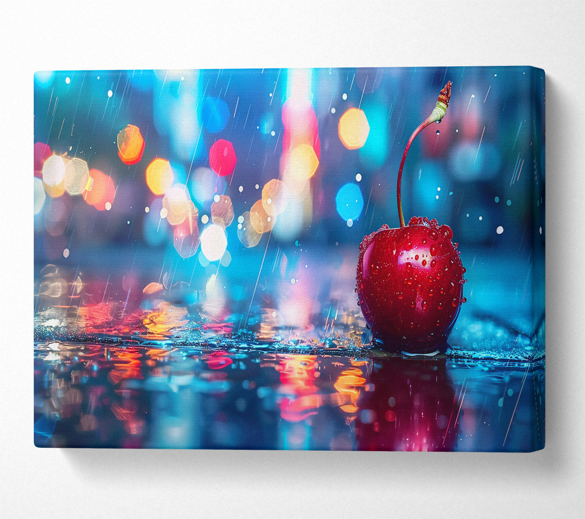 Red Cherry City Lights Canvas Wall Art
