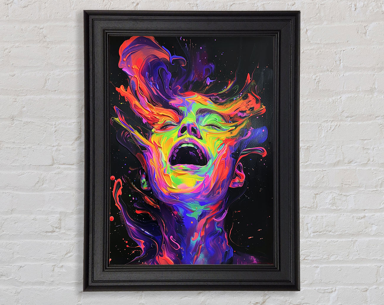 Abstract Flow Paint Scream Framed Print