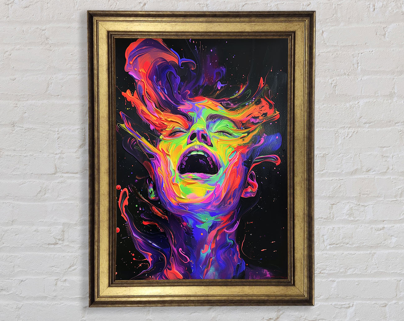 Abstract Flow Paint Scream Framed Print