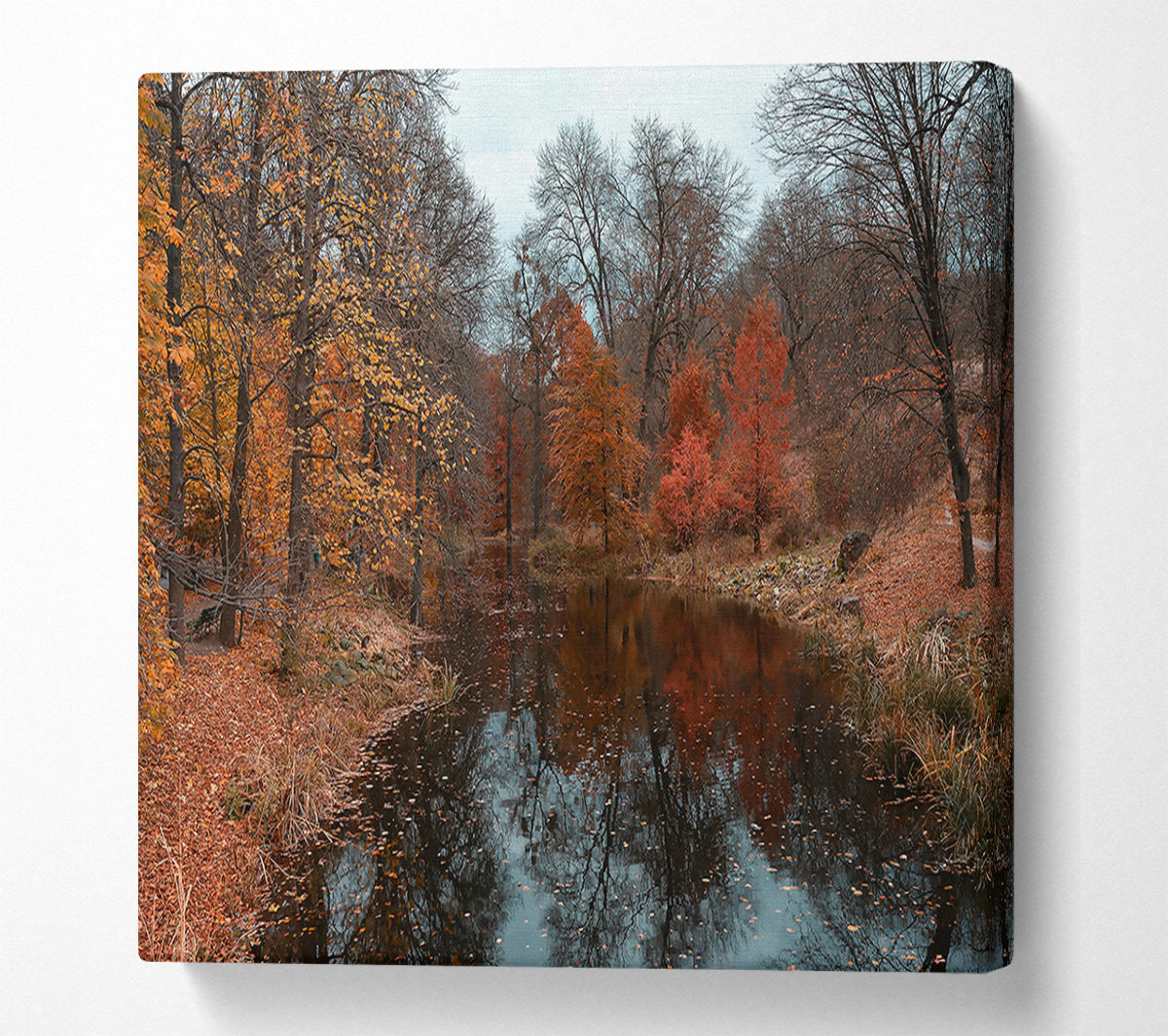 Crimson Autumn Reflection Canvas Print