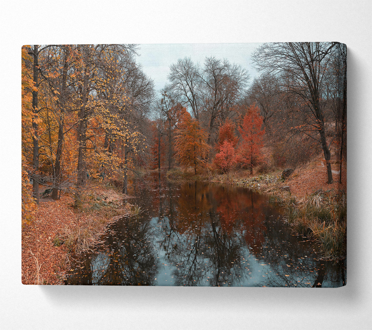 Crimson Autumn Reflection Canvas Print
