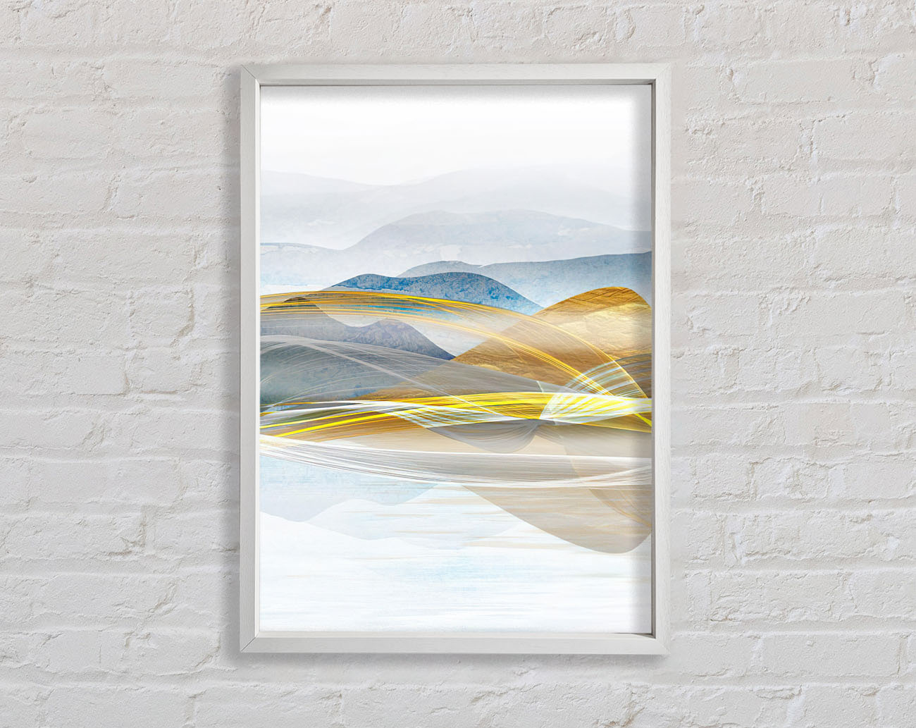 Abstract Line Mountains Framed Print