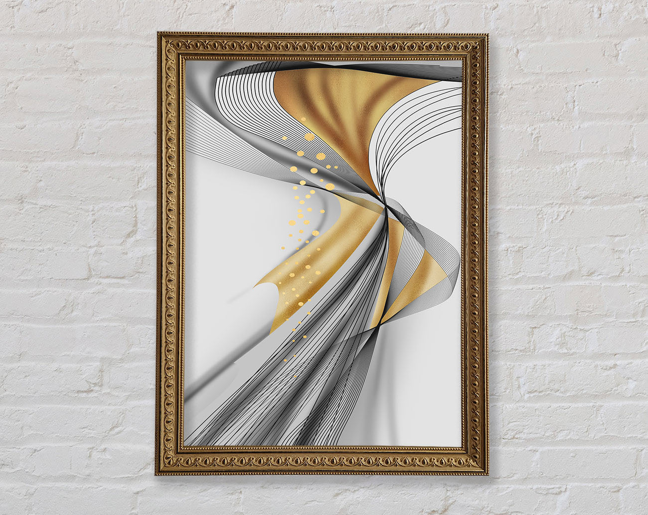 Abstract Lines And Gold Framed Print