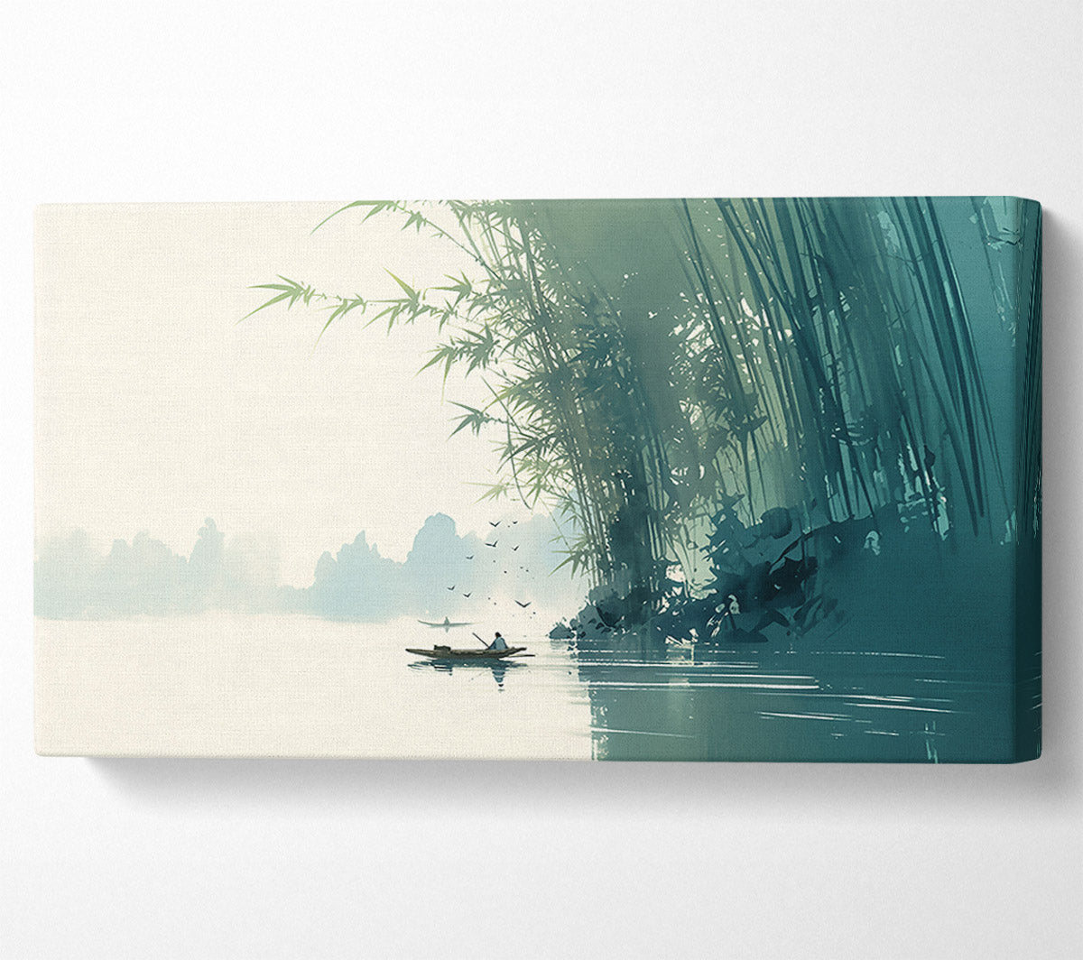 Teal Serenity In Bamboo Canvas Wall Art