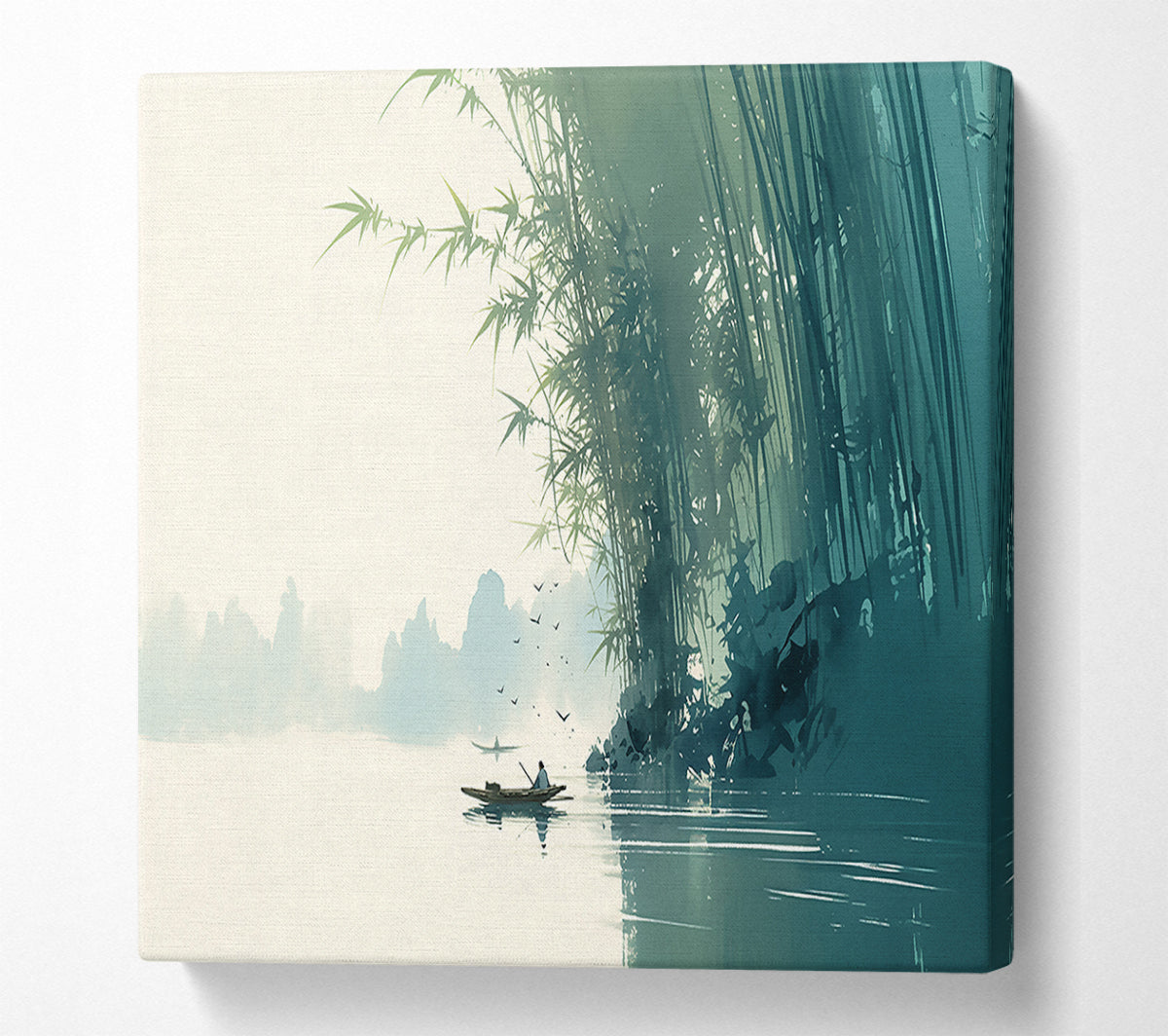 Teal Serenity In Bamboo Canvas Wall Art