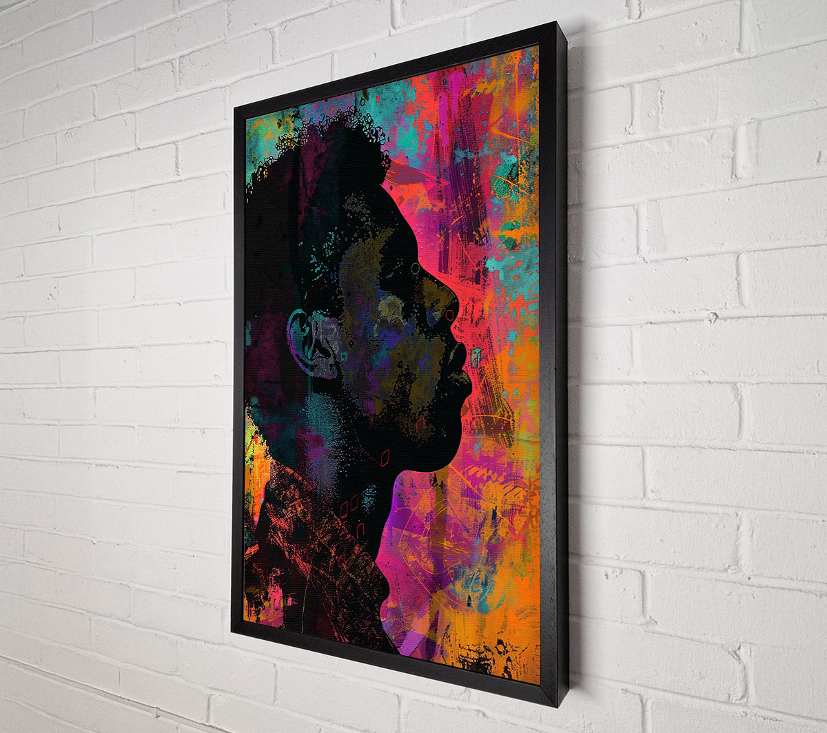 Orange Profile Silhouettes Canvas Art
