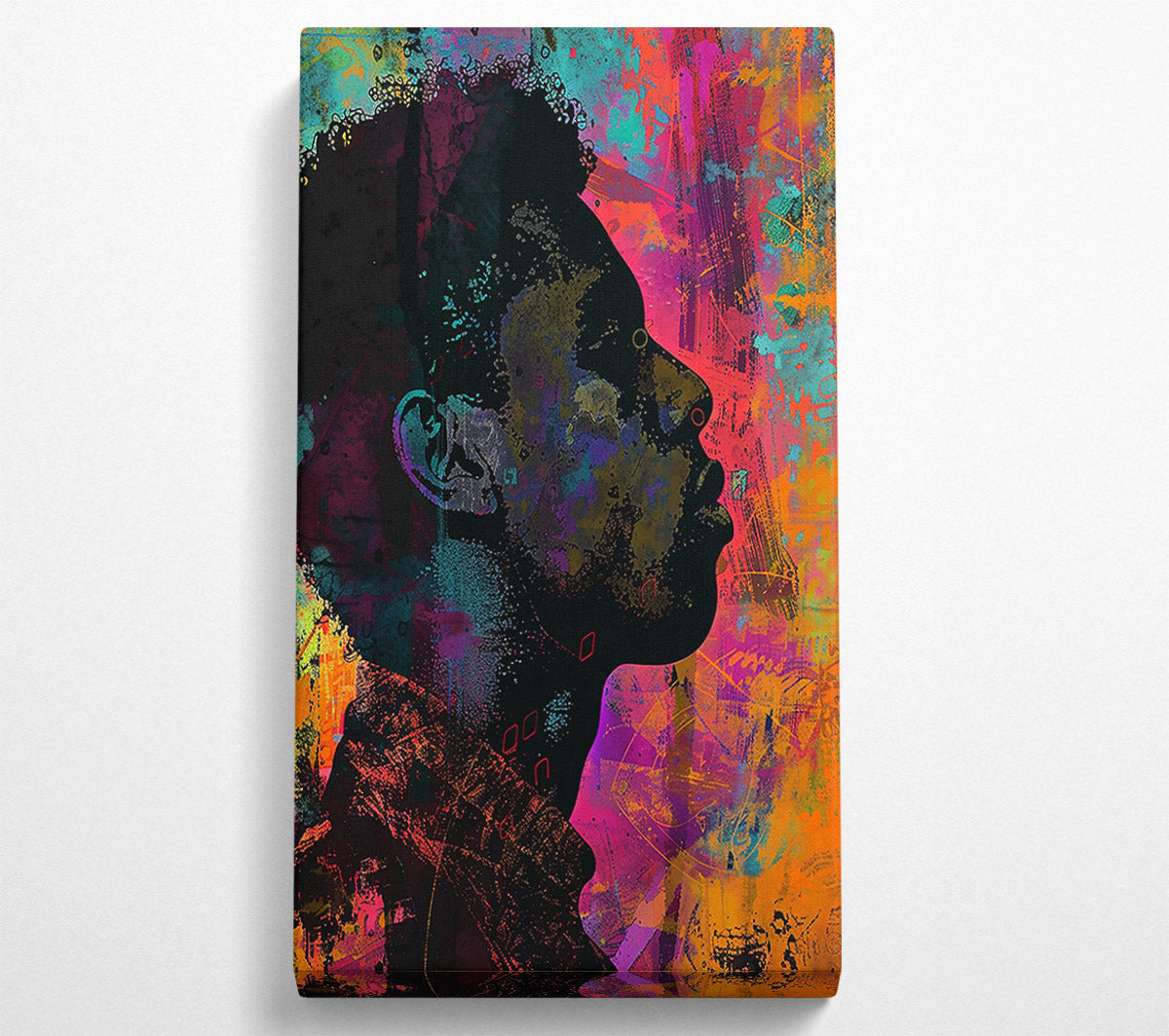 Orange Profile Silhouettes Canvas Art