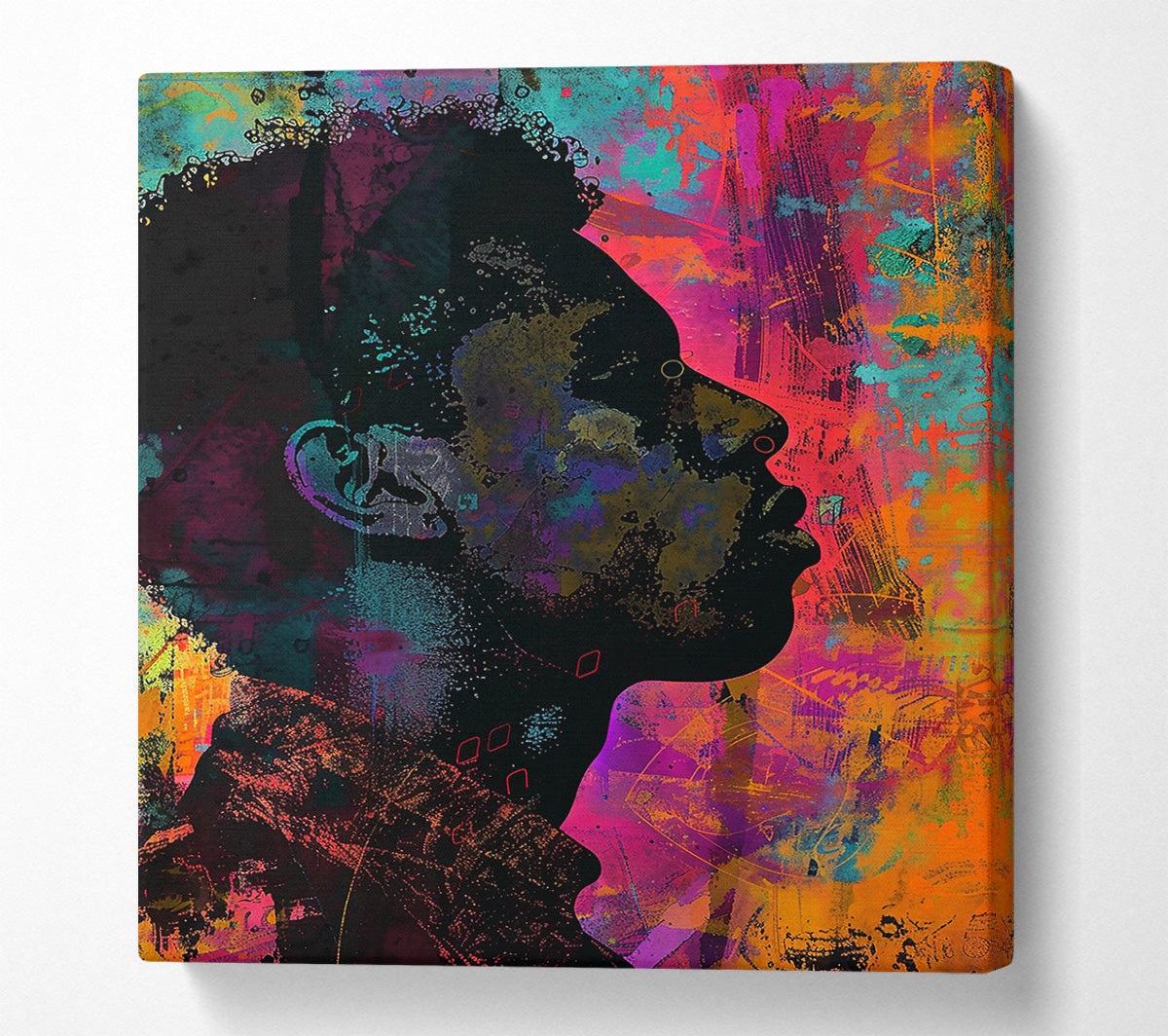 Orange Profile Silhouettes Canvas Art